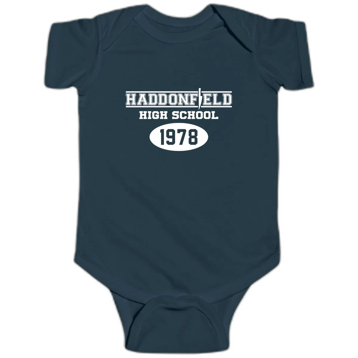 Haddonfield High School 1978 Reunion Baby Onesie in Navy