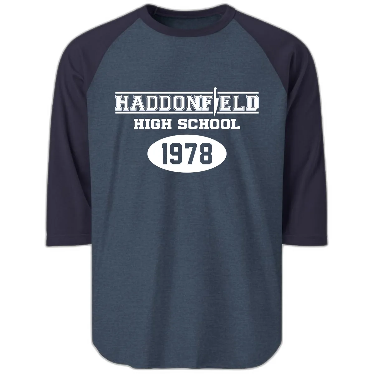 Haddonfield High School 1978 Reunion Raglan 3/4 in Heather Denim Navy