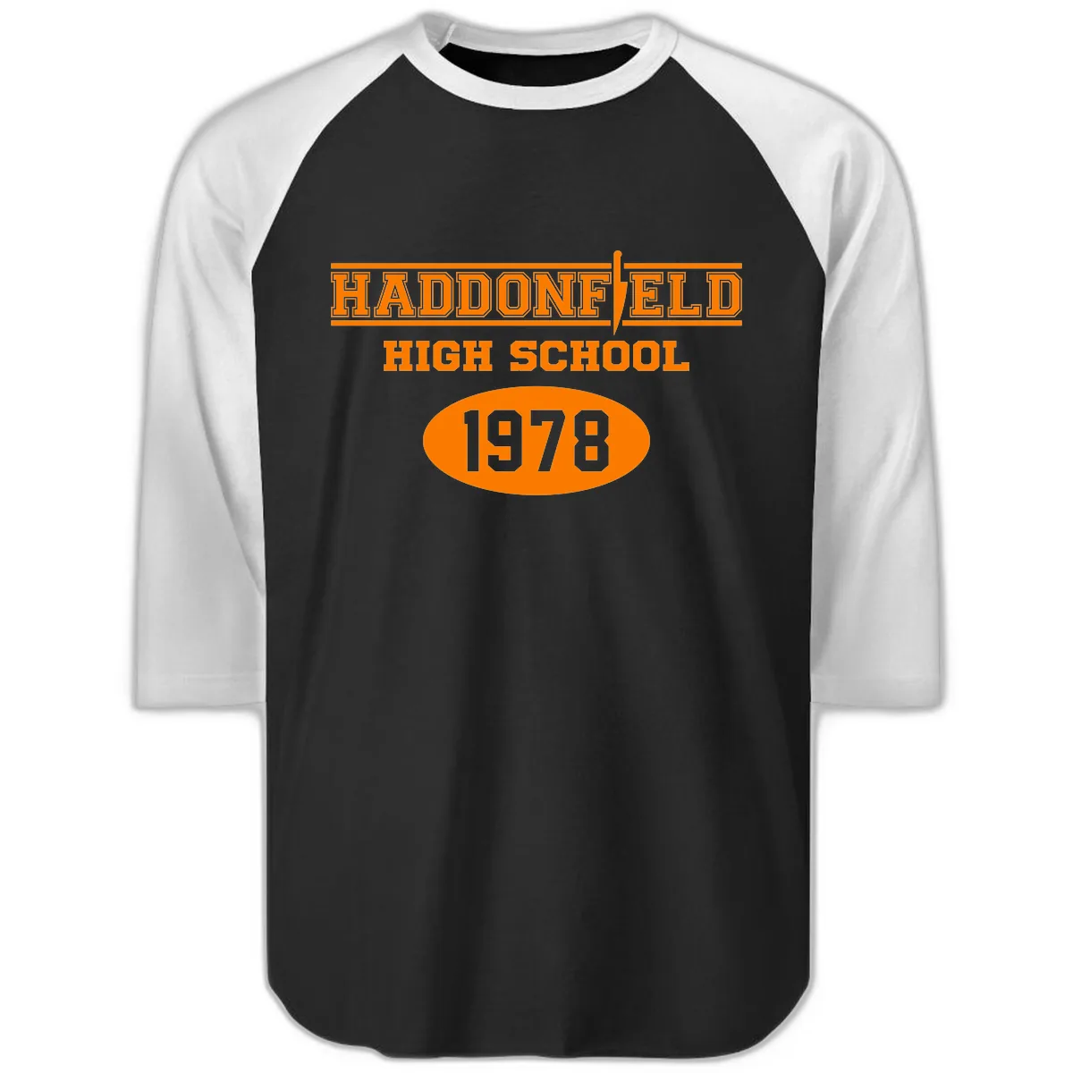 Haddonfield High School 1978 Reunion Raglan 3/4 in Black White