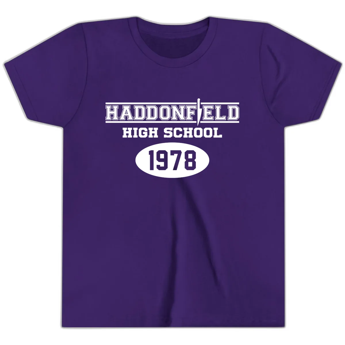 Haddonfield High School 1978 Reunion Youth T-Shirt in Team Purple