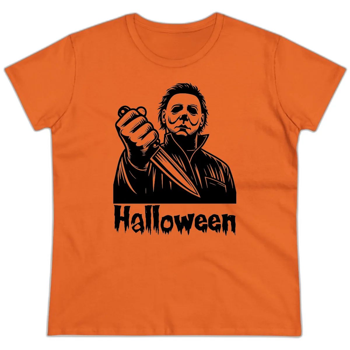 Michael Myers Halloween Slasher Ladies Tee in Orange