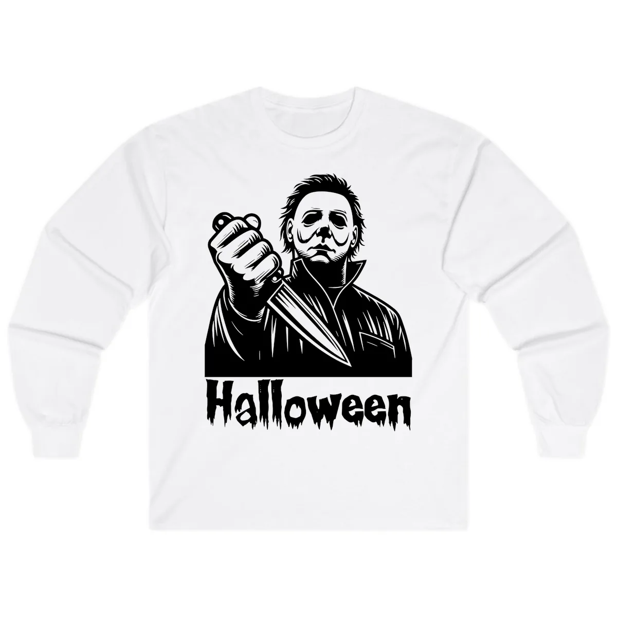Michael Myers Halloween Slasher Long Sleeve in White