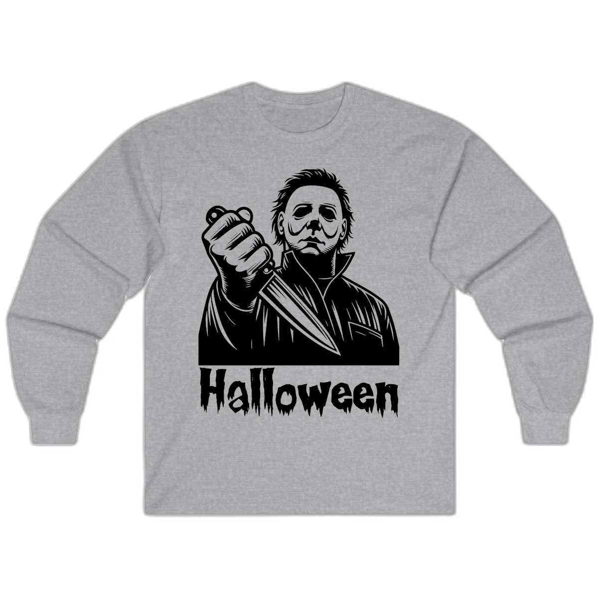 Michael Myers Halloween Slasher Long Sleeve in Sport Grey