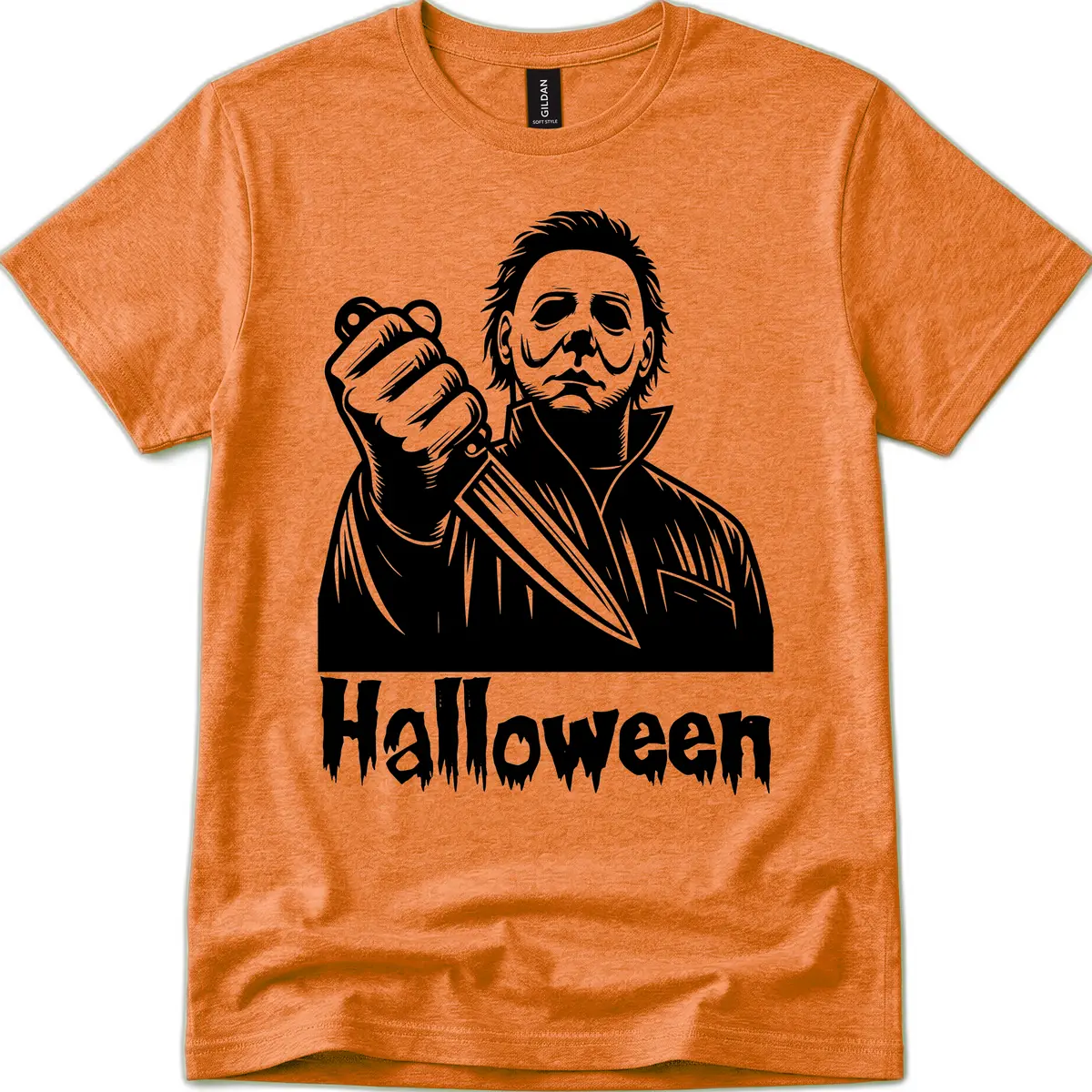 Michael Myers Halloween Slasher T-Shirt in Heather Orange