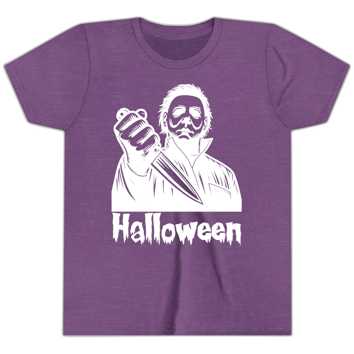 Michael Myers Halloween Slasher Youth T-Shirt in Heather Team Purple