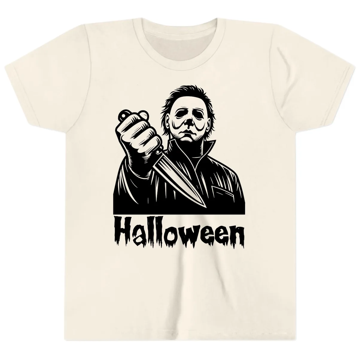 Michael Myers Halloween Slasher Youth T-Shirt in Natural