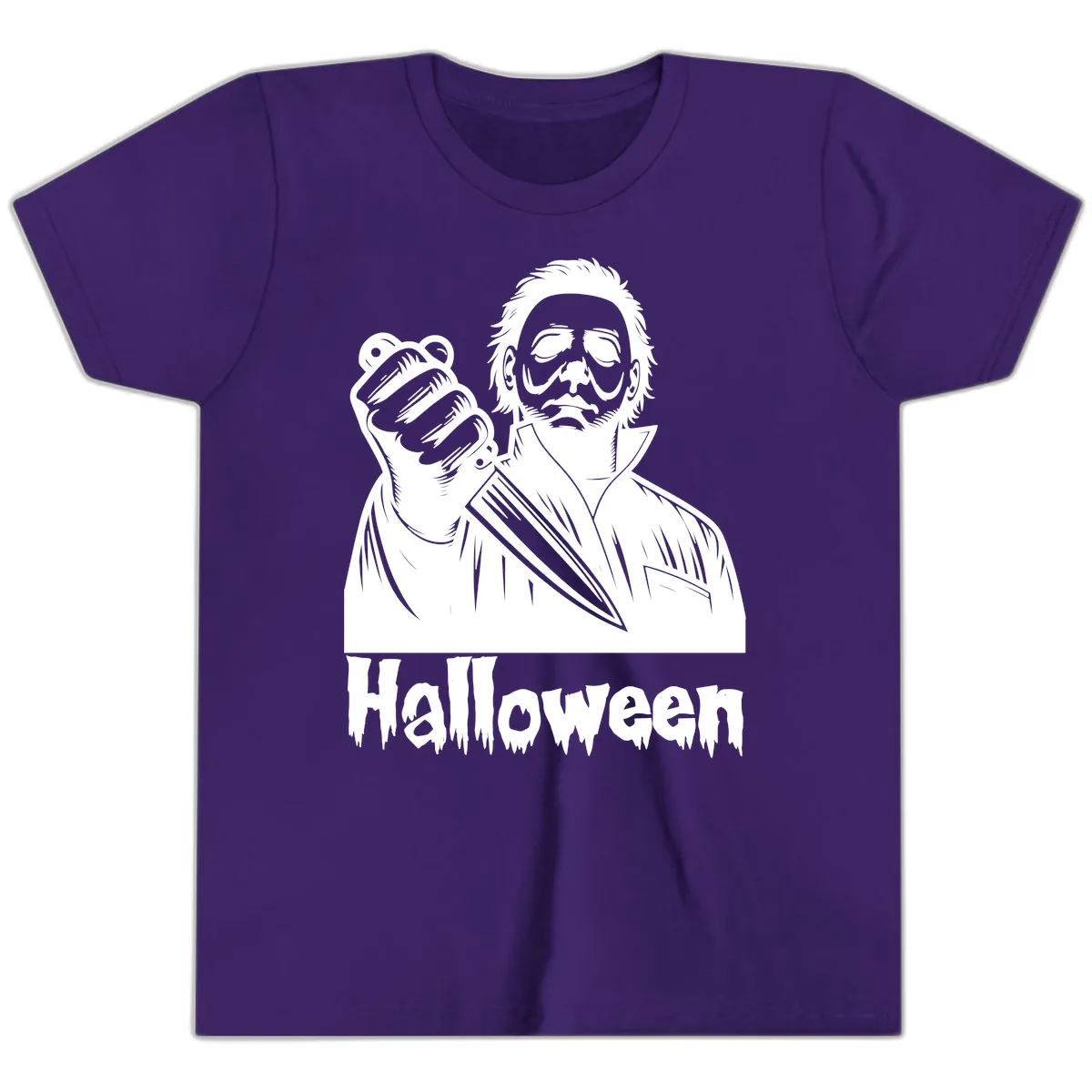 Michael Myers Halloween Slasher Youth T-Shirt in Team Purple