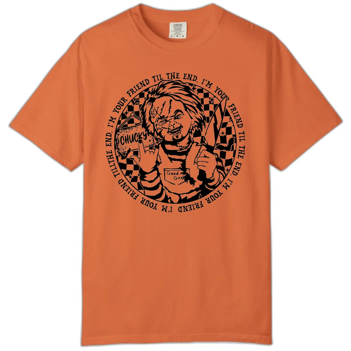 Chucky Friend Til The End Design Comfort Color in Burnt Orange