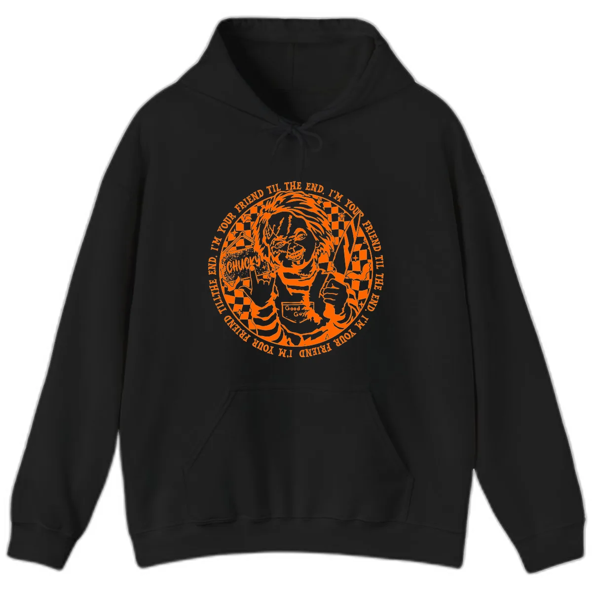 Chucky Friend Til The End Design Hoodie in Black