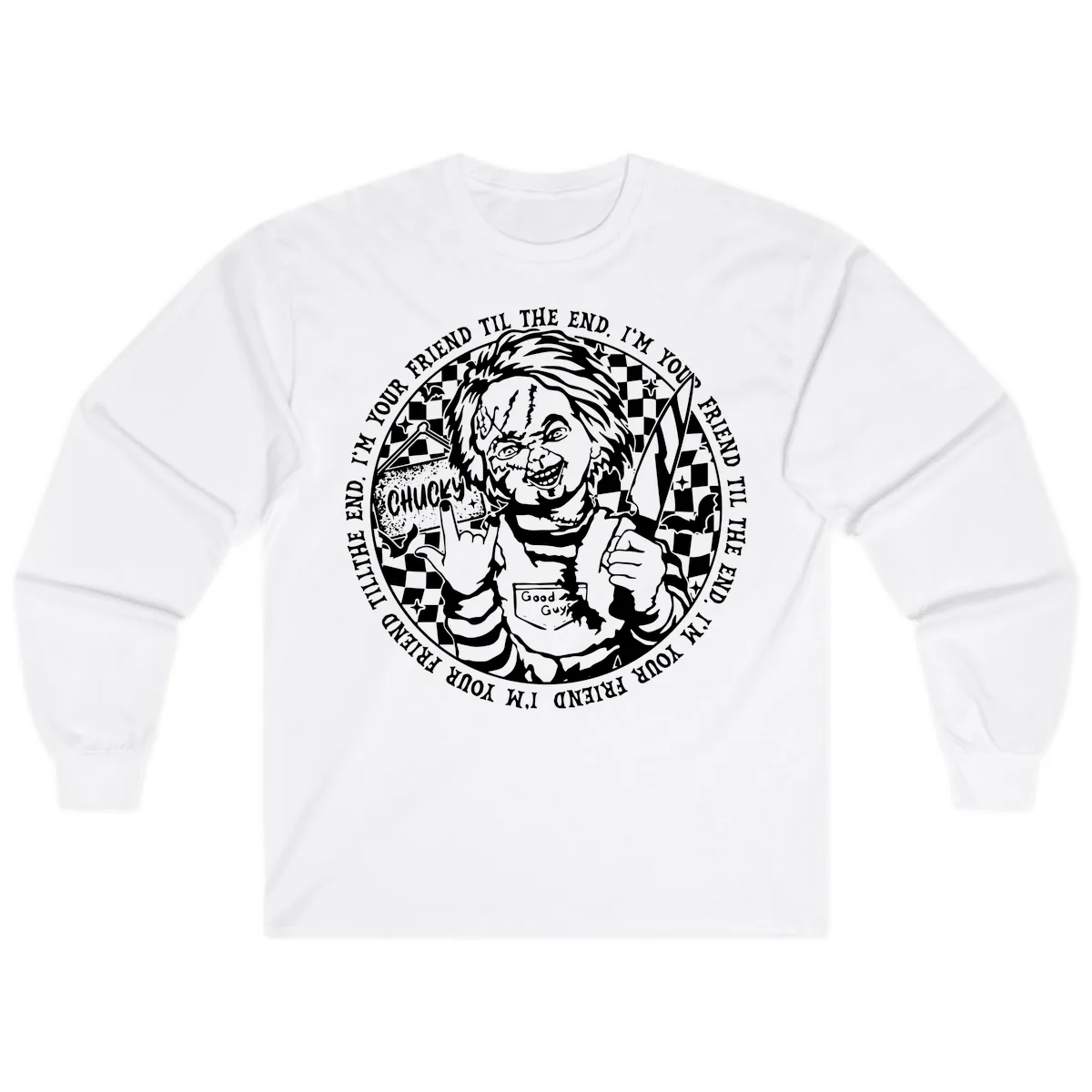 Chucky Friend Til The End Design Long Sleeve in White