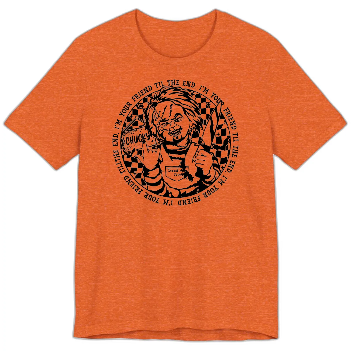 Chucky Friend Til The End Design Premium T-Shirt in Heather Orange