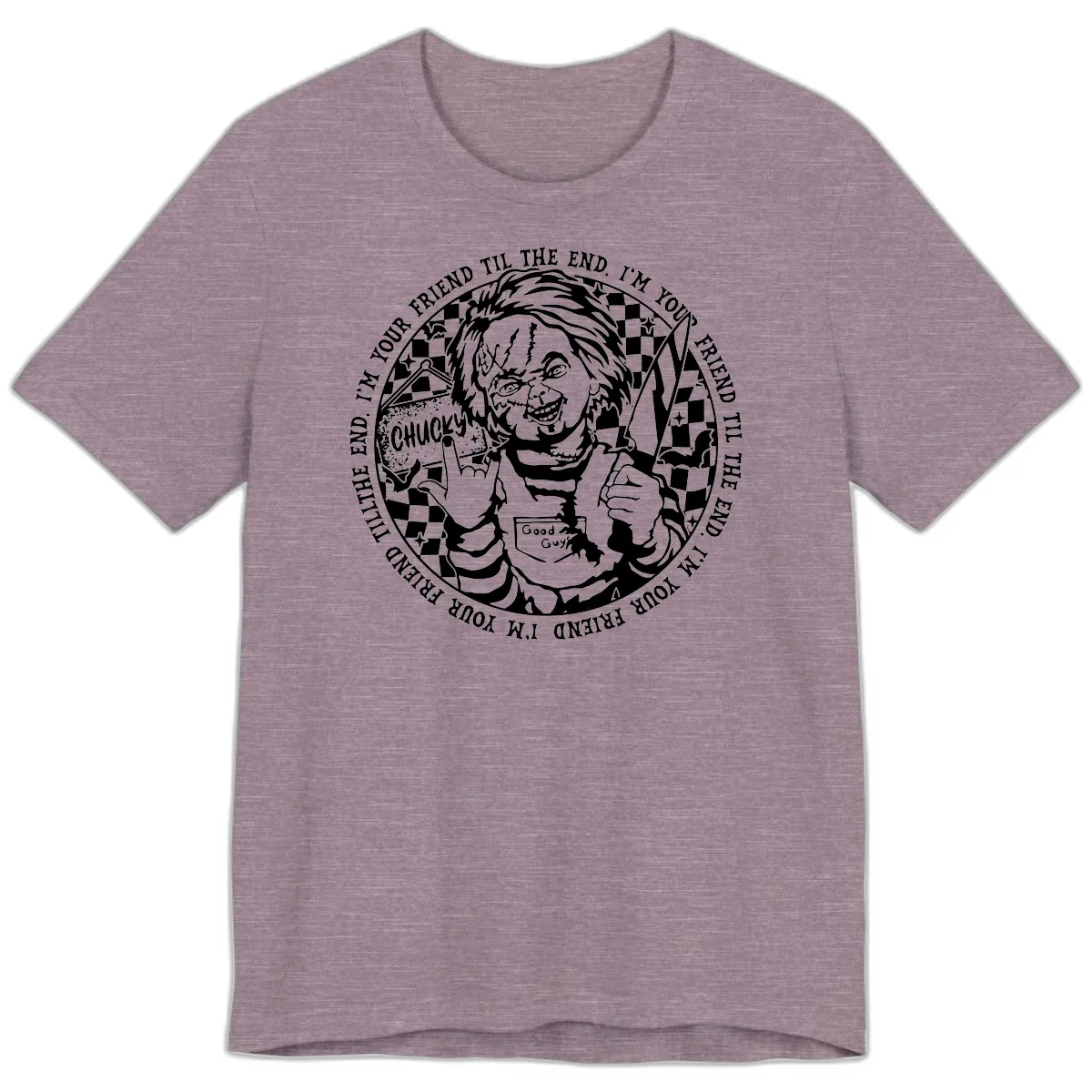 Chucky Friend Til The End Design Premium T-Shirt in Heather Purple