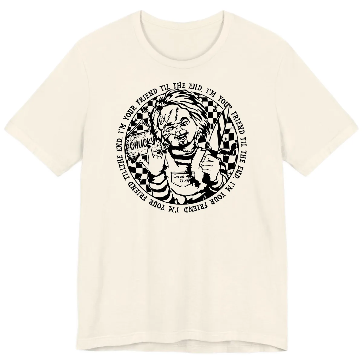 Chucky Friend Til The End Design Premium T-Shirt in Natural