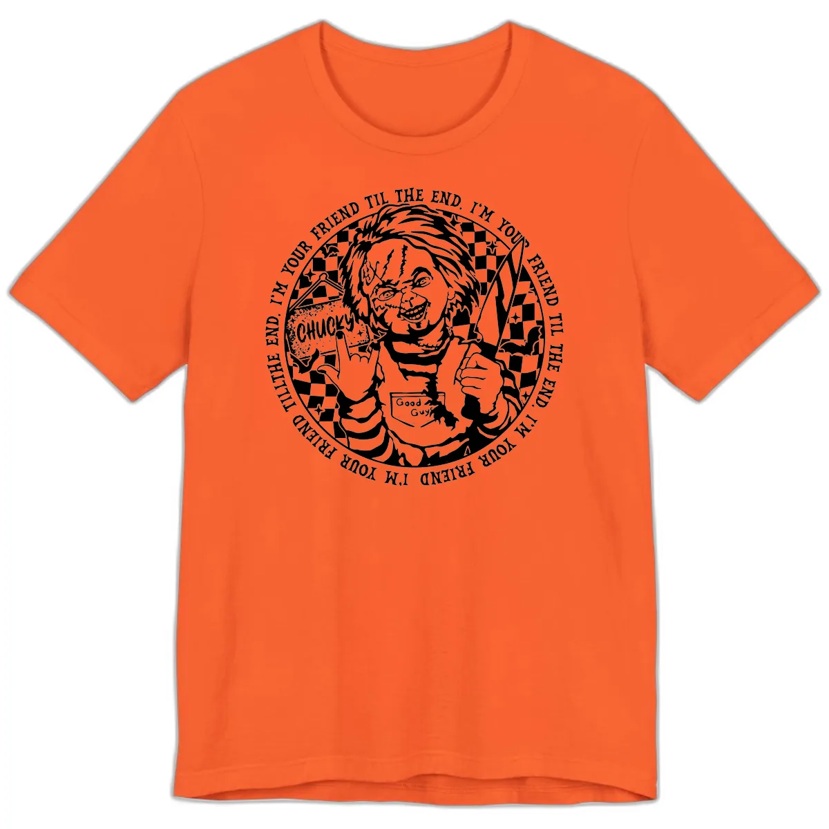 Chucky Friend Til The End Design Premium T-Shirt in Orange