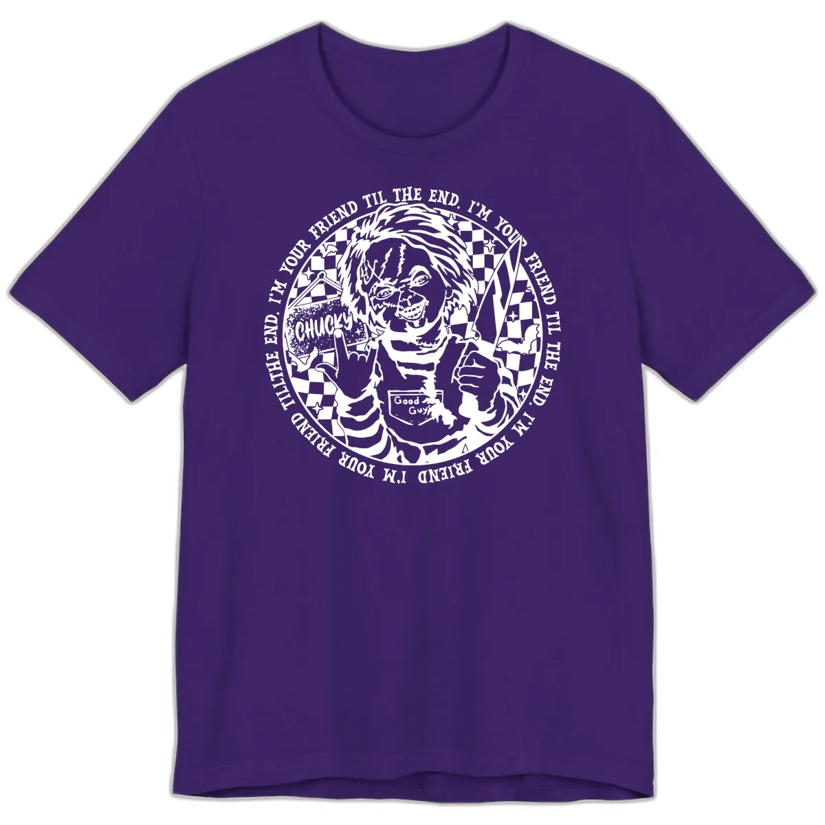 Chucky Friend Til The End Design Premium T-Shirt in Team Purple