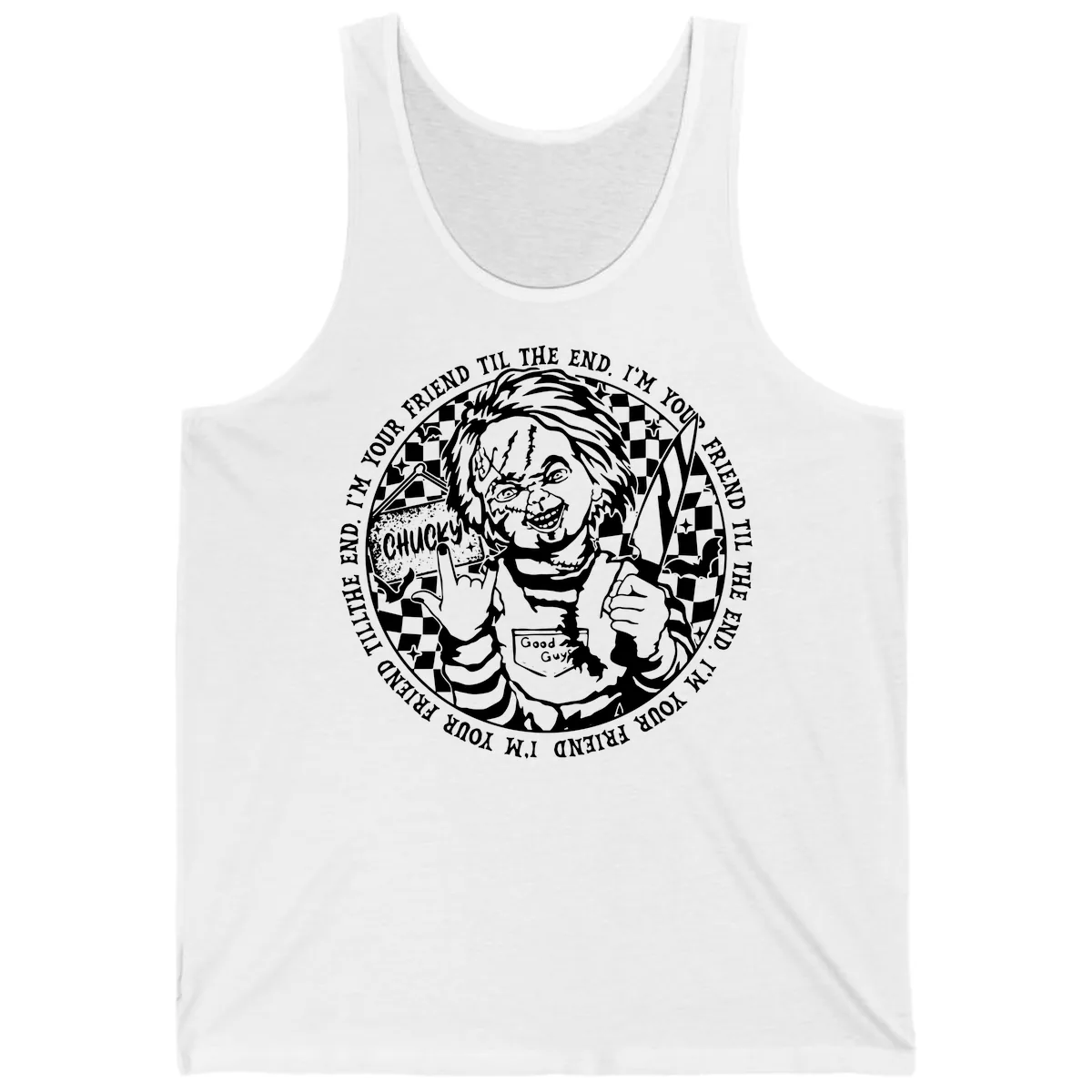 Chucky Friend Til The End Design Tank in White