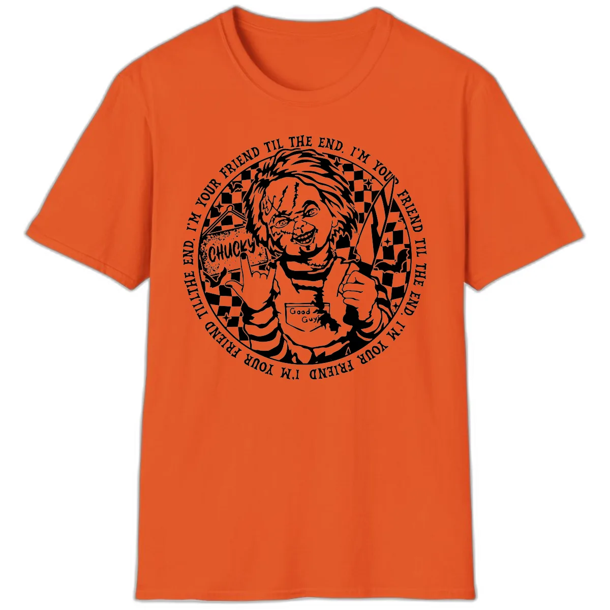 Chucky Friend Til The End Design T-Shirt in Orange