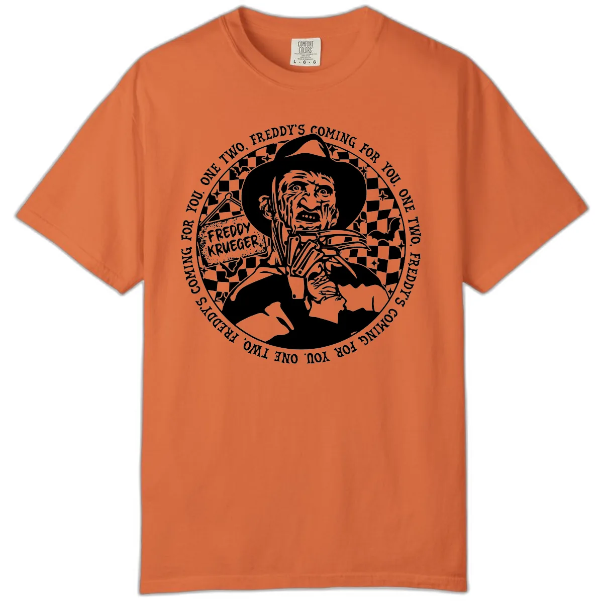Freddy Krueger Nightmare Verse Comfort Color in Burnt Orange