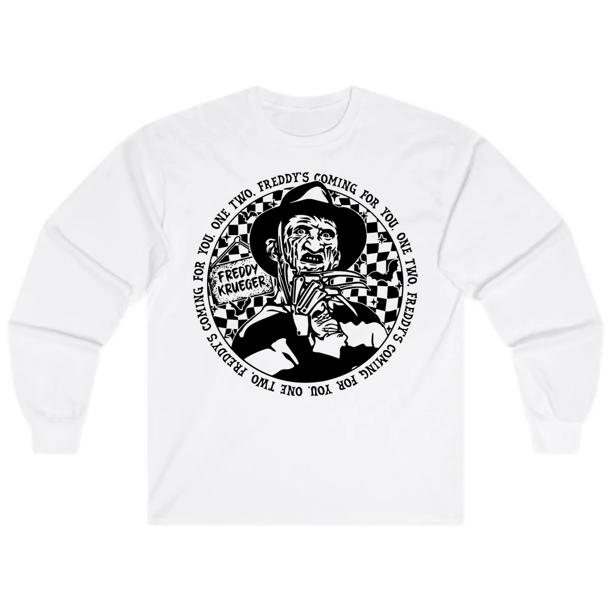 Freddy Krueger Nightmare Verse Long Sleeve in White