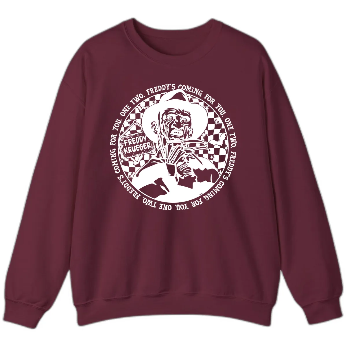 Freddy Krueger Nightmare Verse Sweatshirt in Maroon