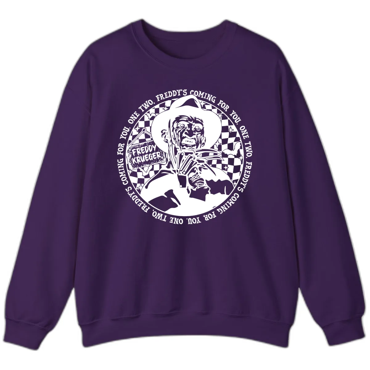 Freddy Krueger Nightmare Verse Sweatshirt in Purple
