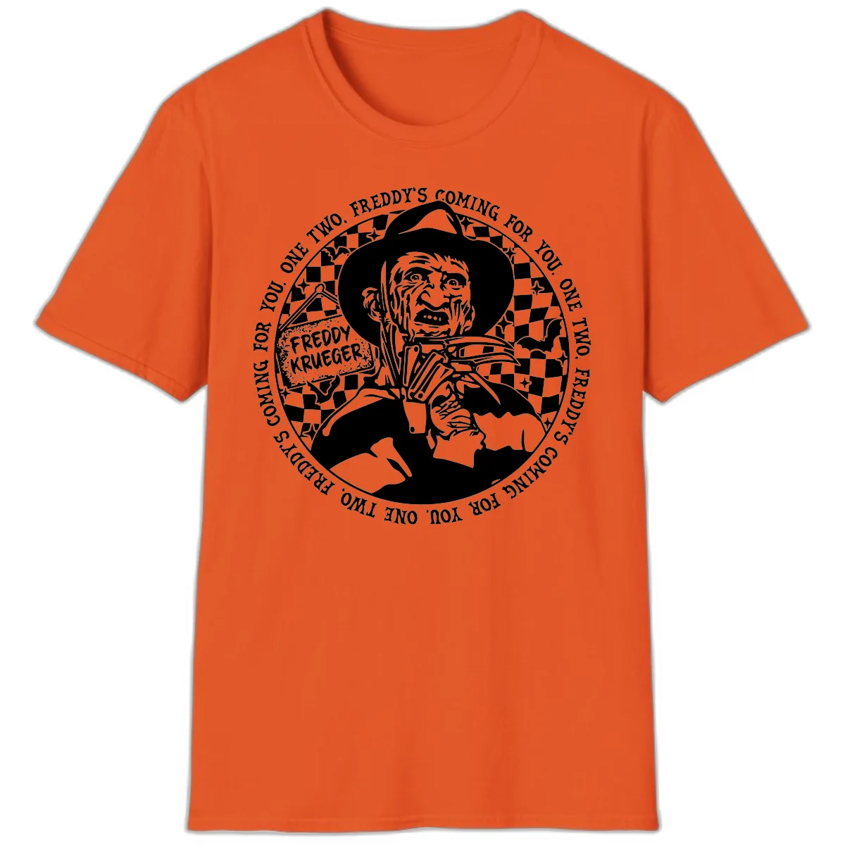 Freddy Krueger Nightmare Verse T-Shirt in Orange