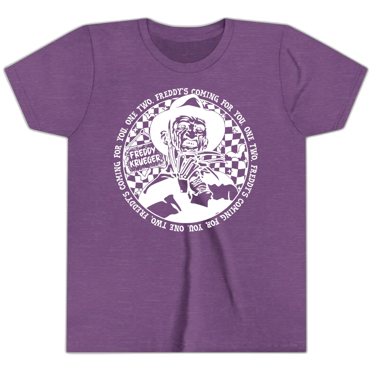 Freddy Krueger Nightmare Verse Youth T-Shirt in Heather Team Purple