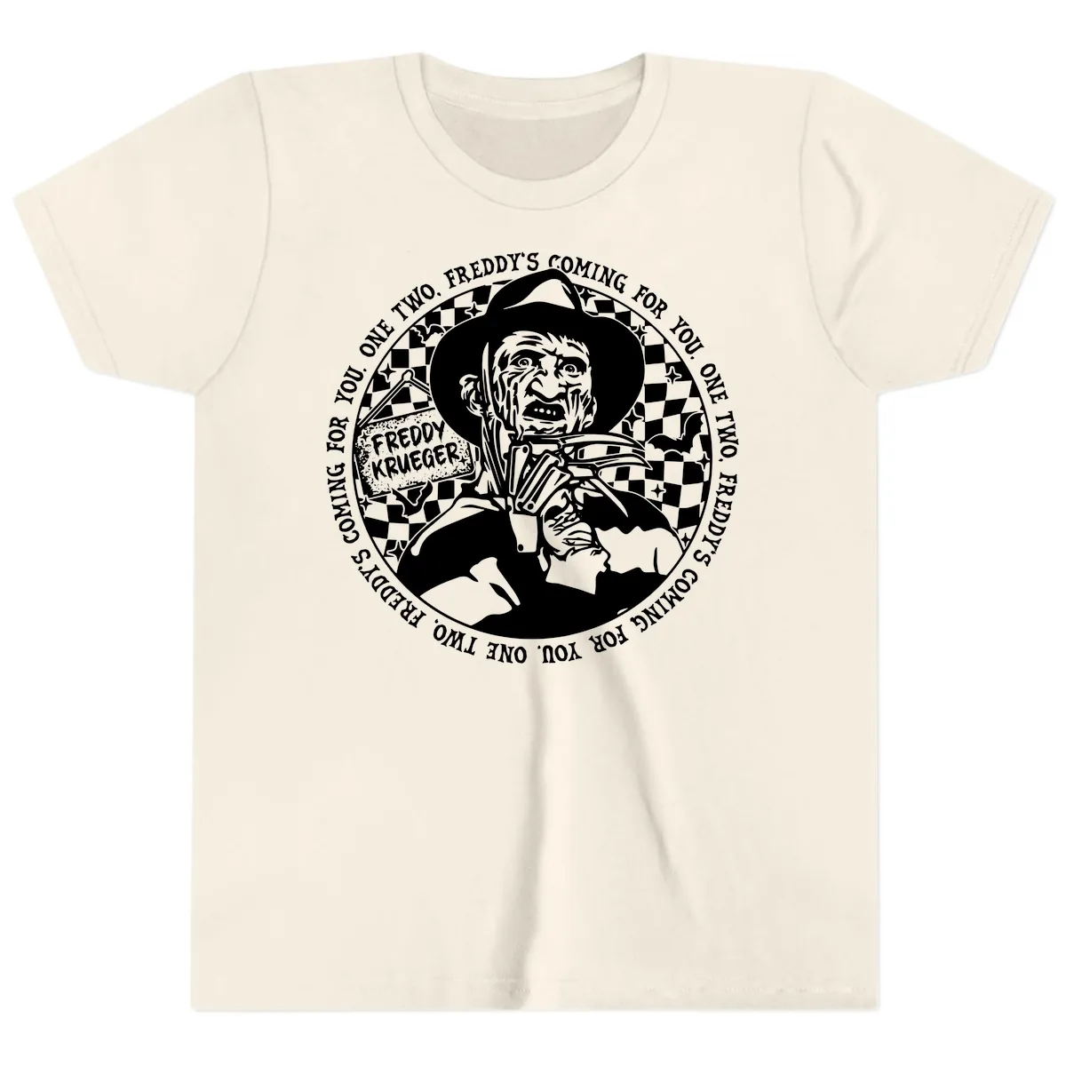 Freddy Krueger Nightmare Verse Youth T-Shirt in Natural