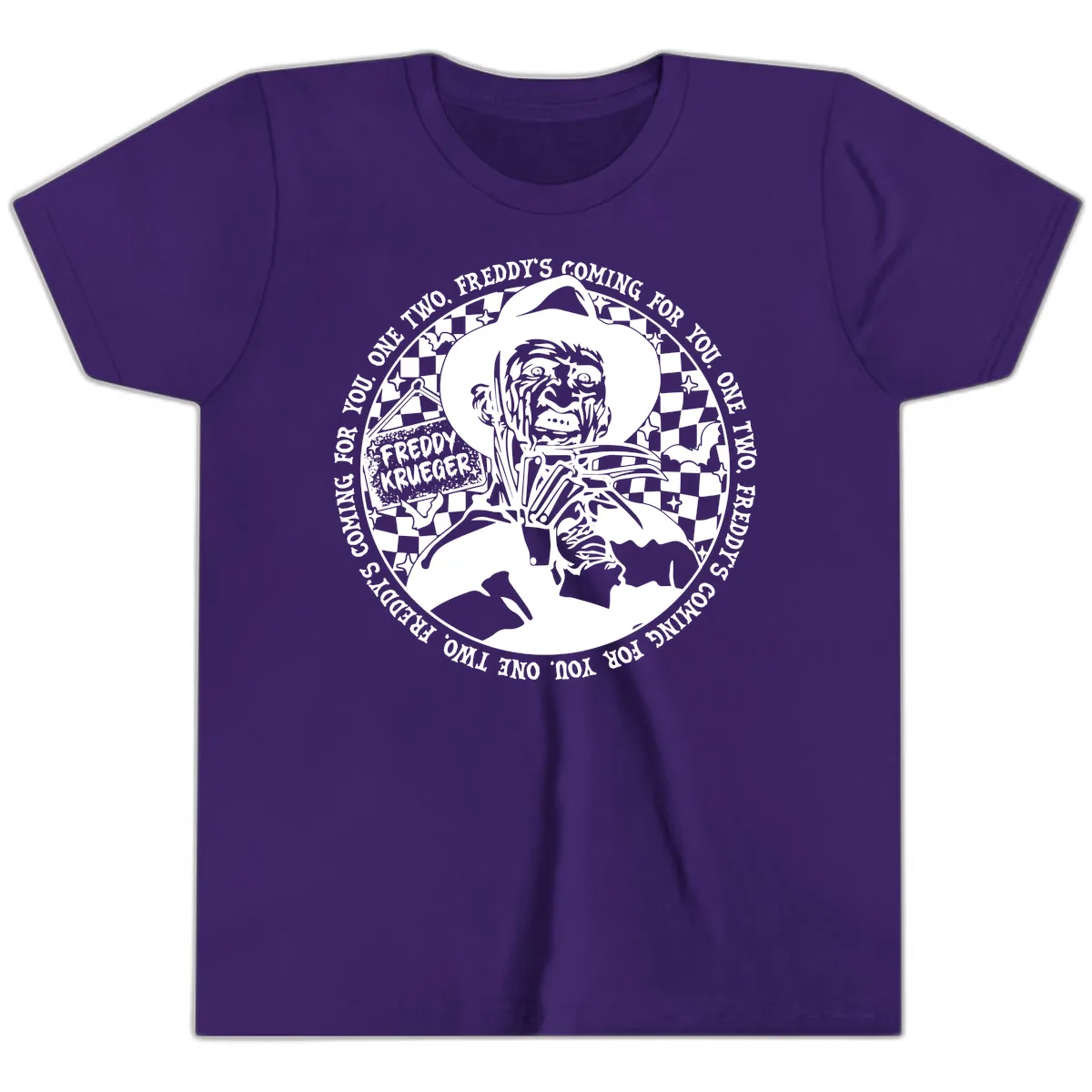 Freddy Krueger Nightmare Verse Youth T-Shirt in Team Purple