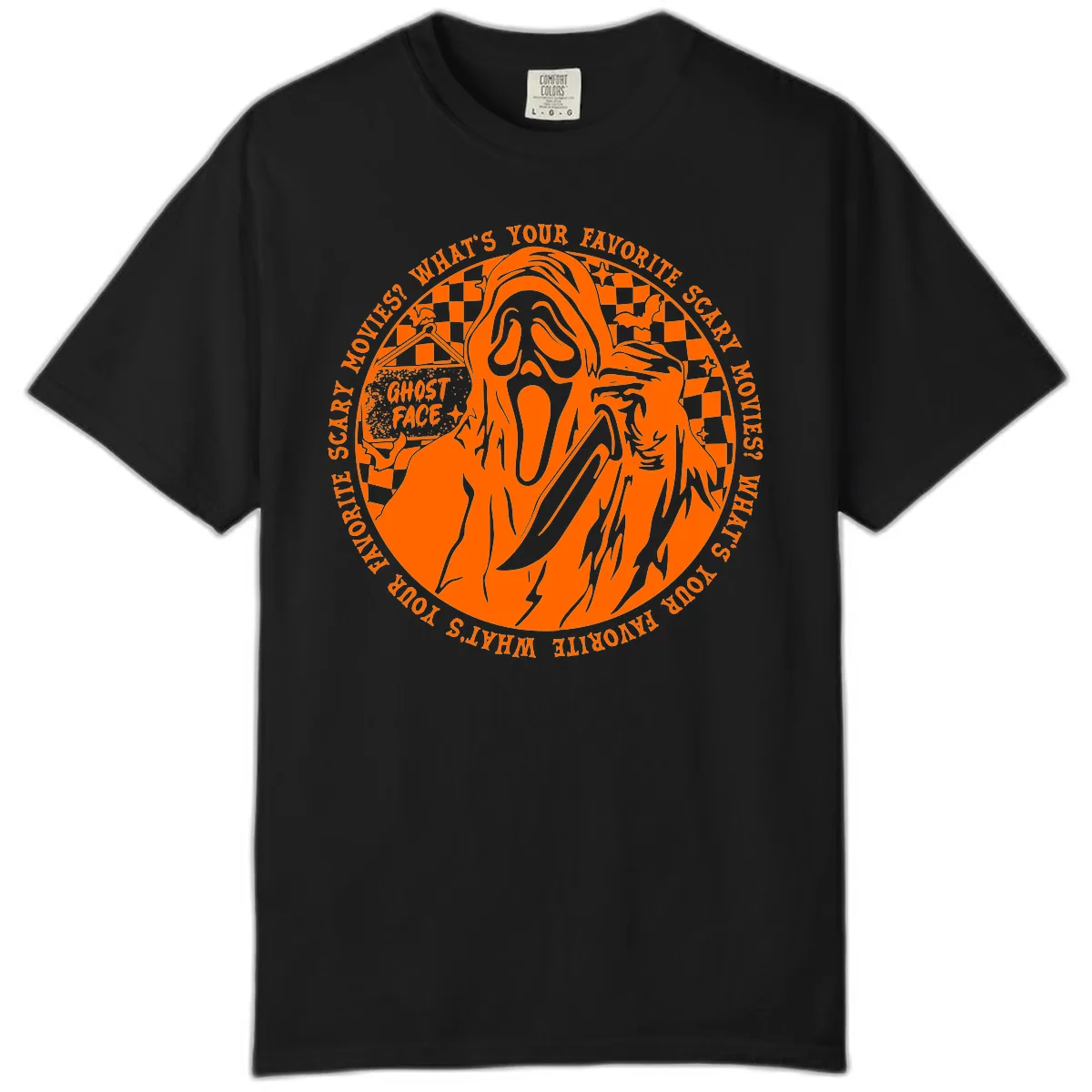 Ghost Face Favorite Scary Movies Comfort Color in Black