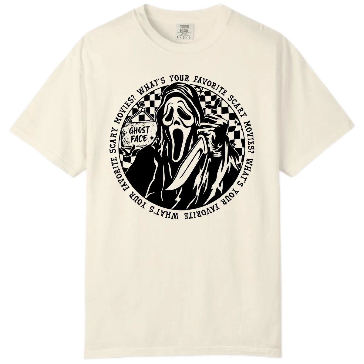 Ghost Face Favorite Scary Movies Comfort Color in Ivory