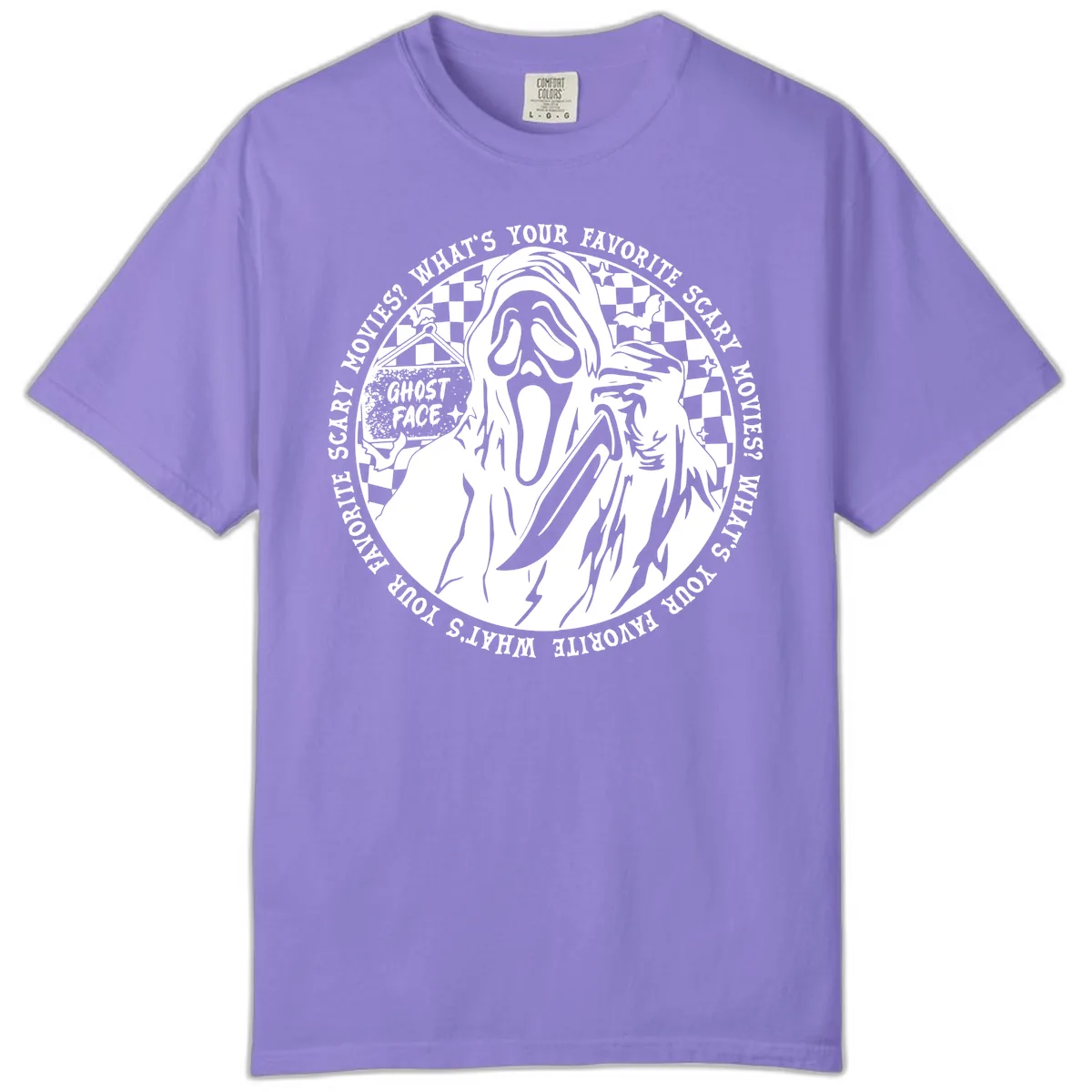 Ghost Face Favorite Scary Movies Comfort Color in Violet