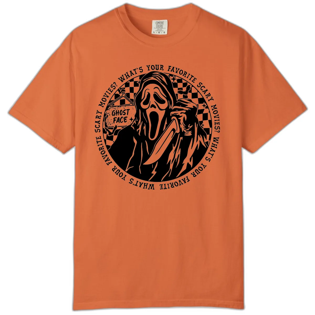 Ghost Face Favorite Scary Movies Comfort Color in Burnt Orange