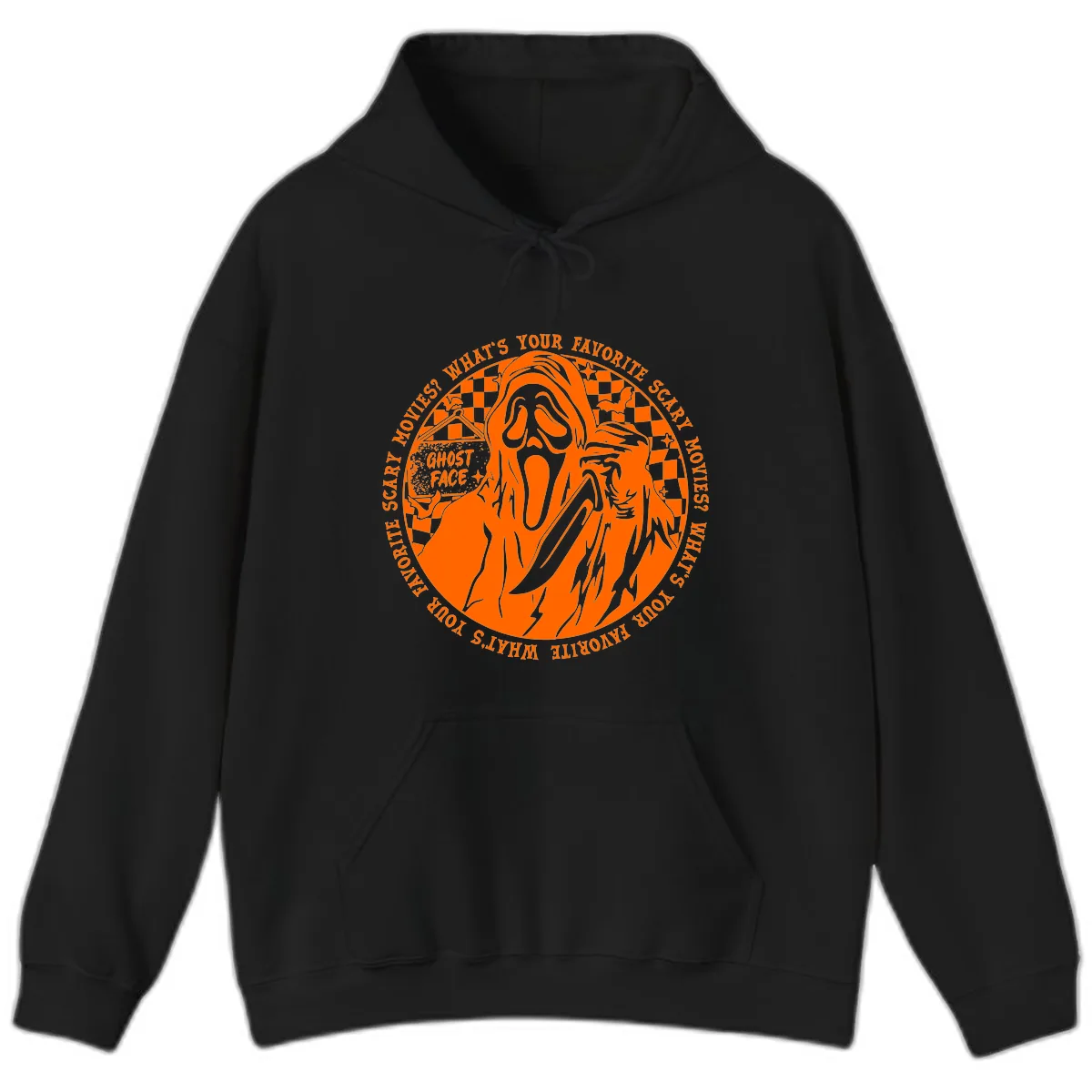 Ghost Face Favorite Scary Movies Hoodie in Black