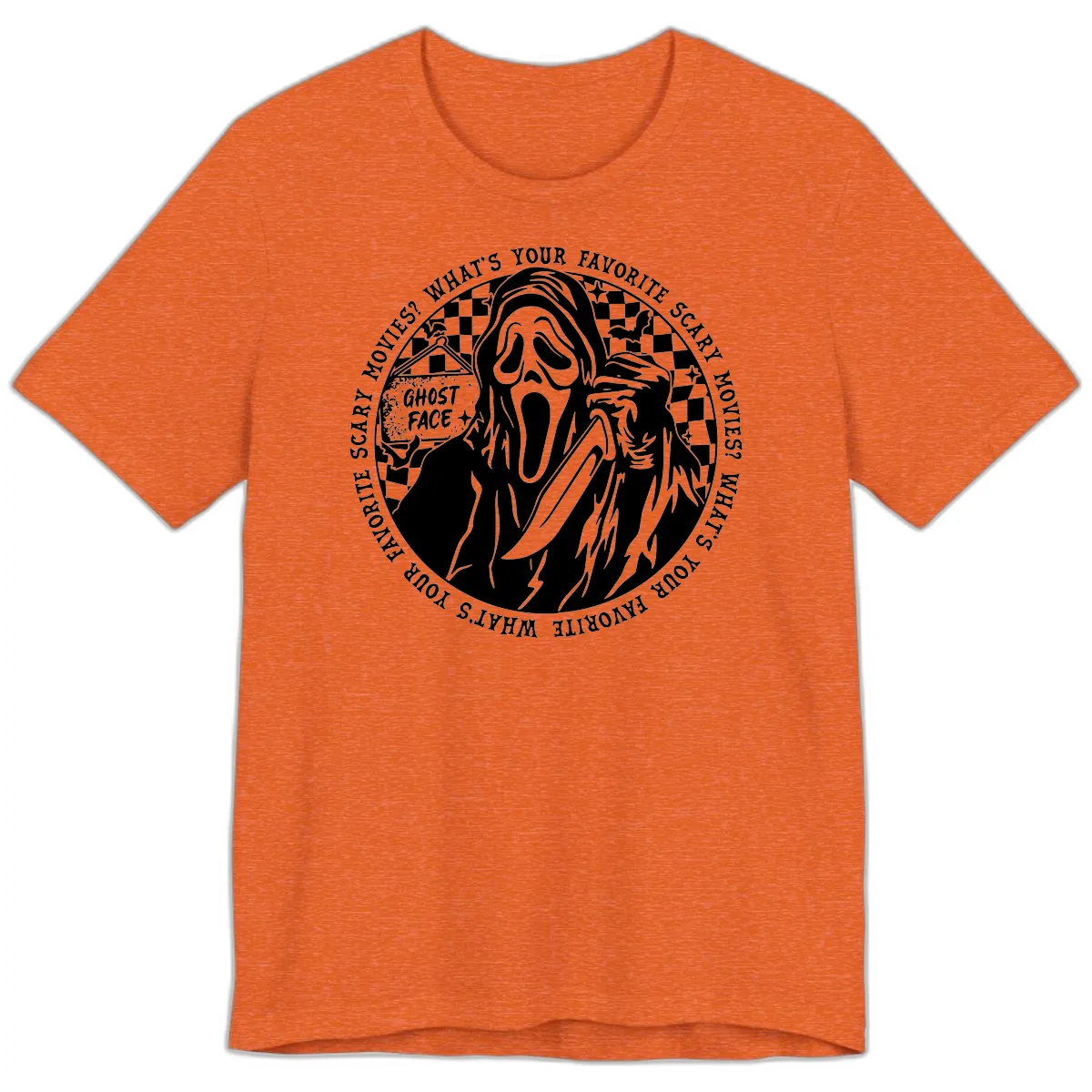 Ghost Face Favorite Scary Movies Premium T-Shirt in Heather Orange