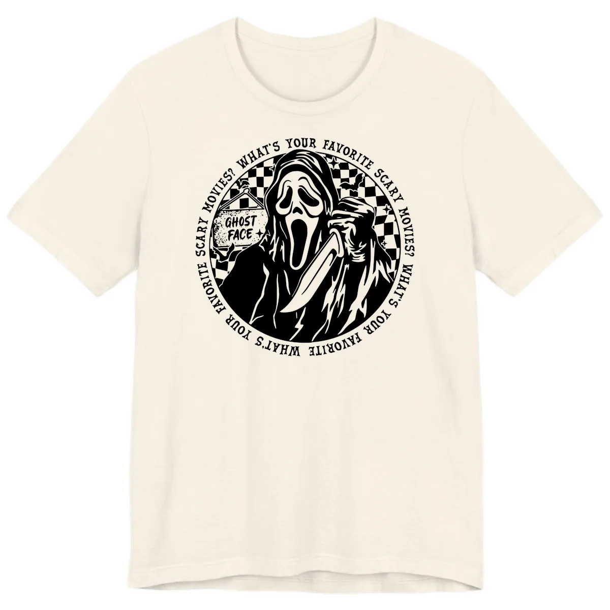 Ghost Face Favorite Scary Movies Premium T-Shirt in Natural