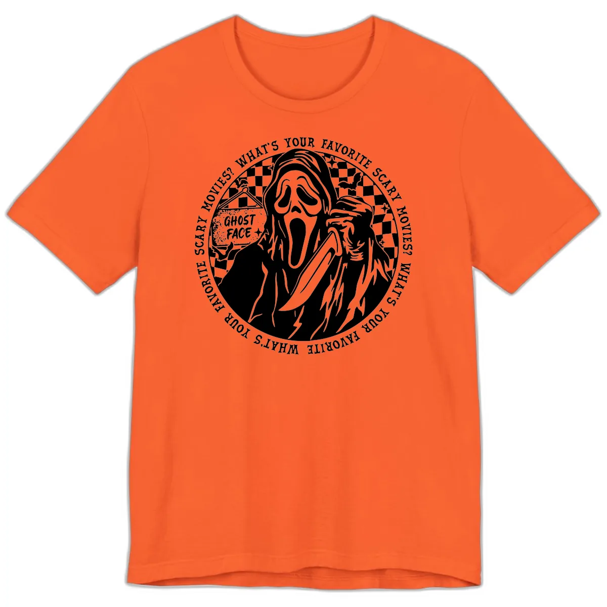 Ghost Face Favorite Scary Movies Premium T-Shirt in Orange