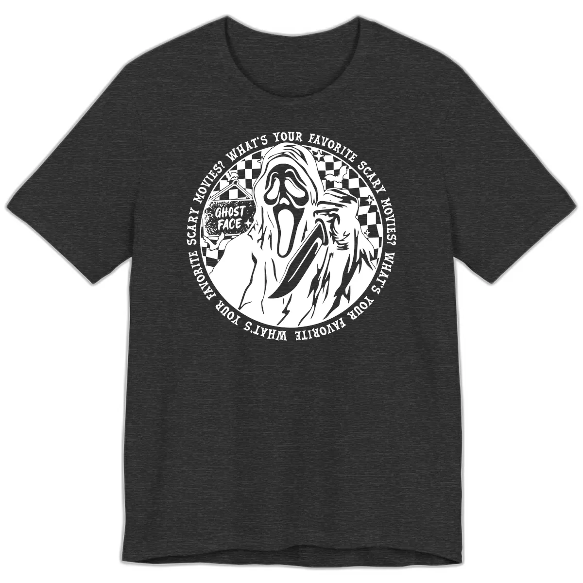 Ghost Face Favorite Scary Movies Premium T-Shirt in Dark Grey Heather
