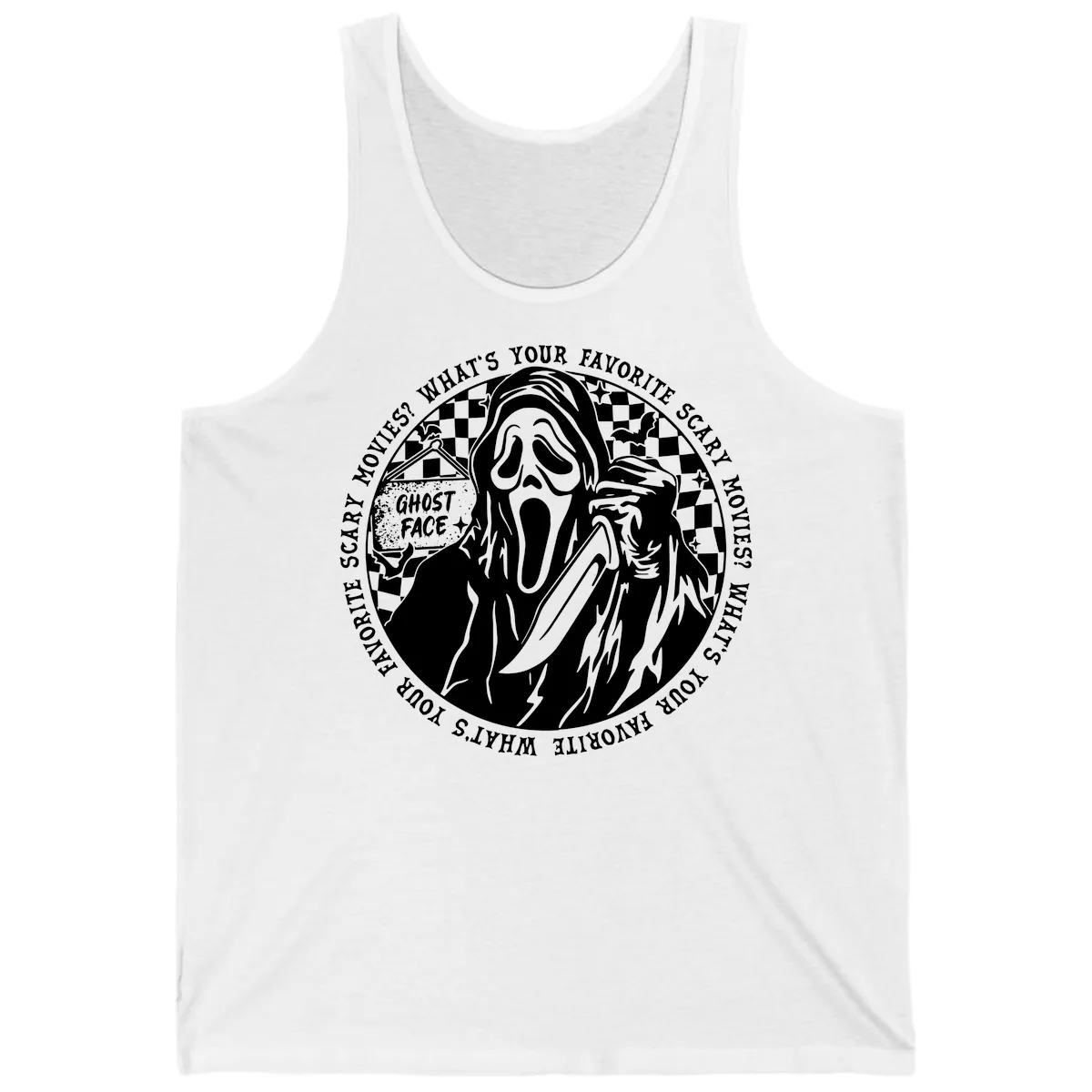 Ghost Face Favorite Scary Movies Tank in White