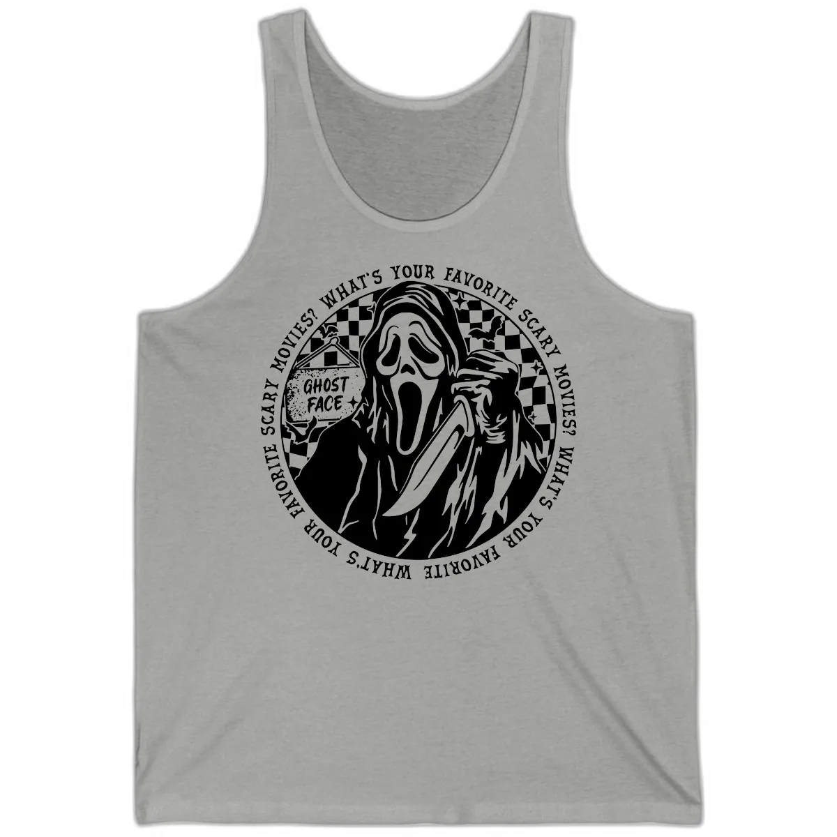 Ghost Face Favorite Scary Movies Tank in Athletic Heather