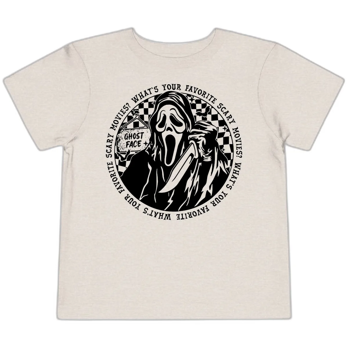 Ghost Face Favorite Scary Movies Toddler T-Shirt in Heather Dust