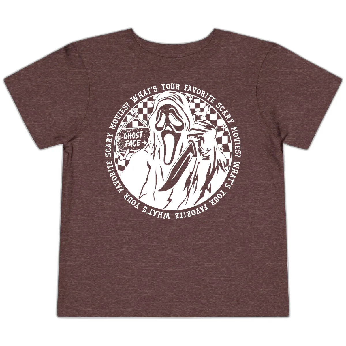 Ghost Face Favorite Scary Movies Toddler T-Shirt in Heather Maroon