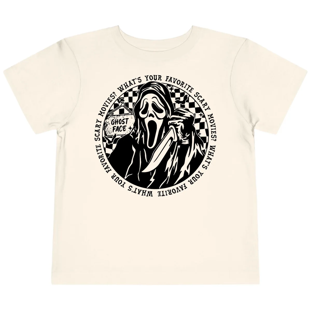Ghost Face Favorite Scary Movies Toddler T-Shirt in Natural