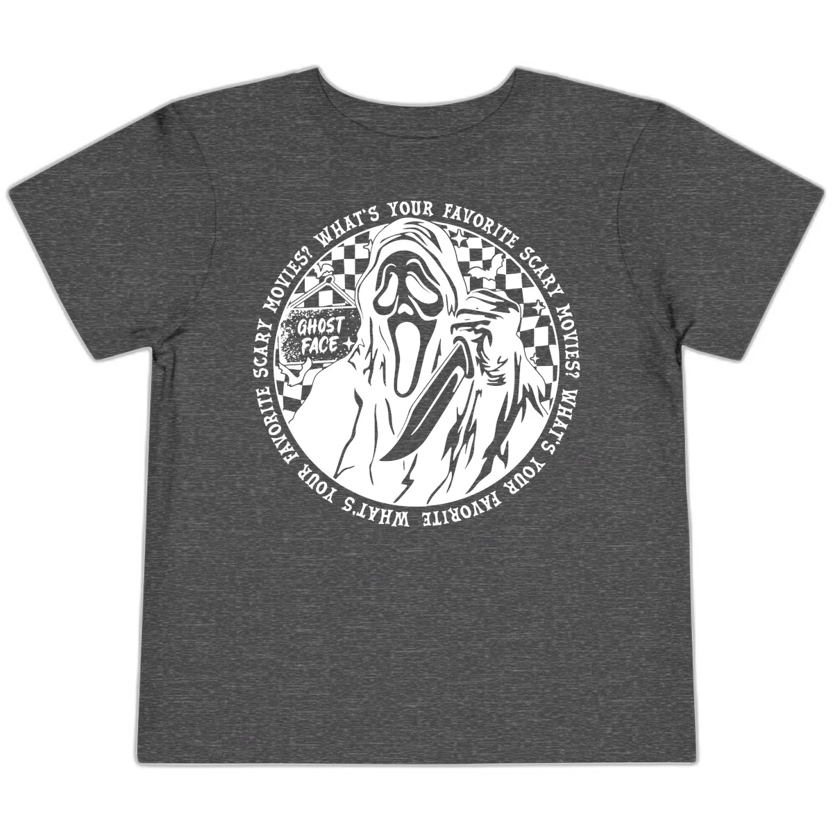 Ghost Face Favorite Scary Movies Toddler T-Shirt in Dark Heather Grey