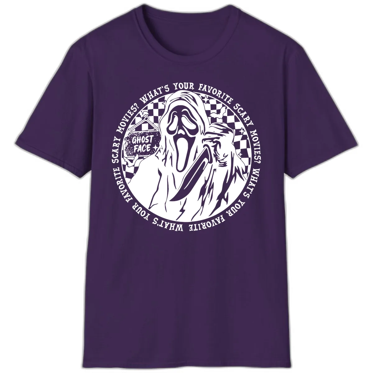 Ghost Face Favorite Scary Movies T-Shirt in Purple