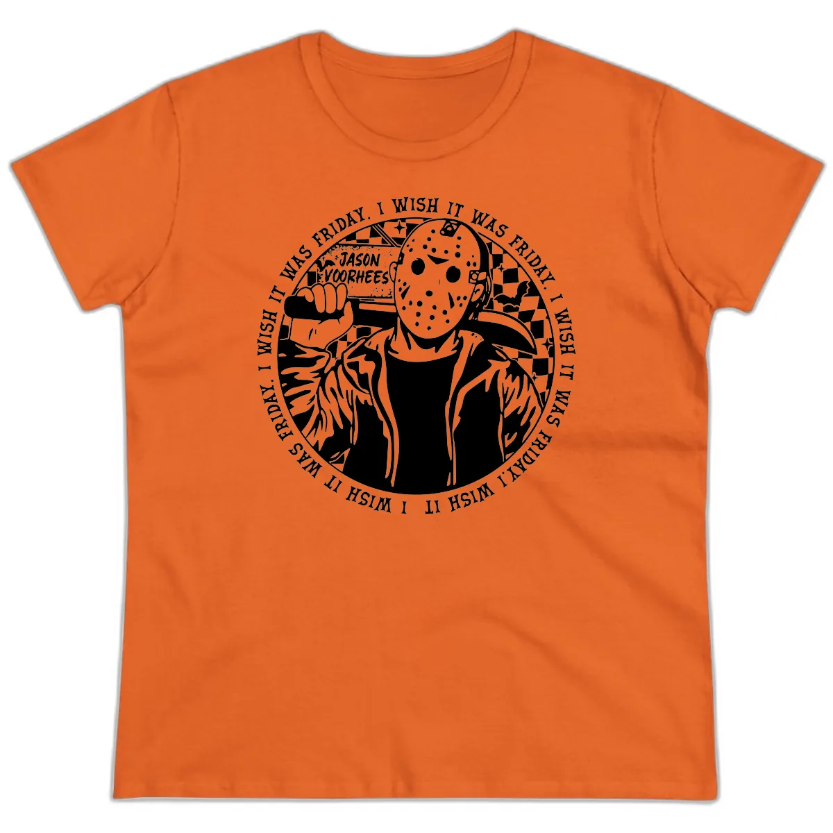 Jason Voorhees Friday The 13th Shirt Ladies Tee in Orange