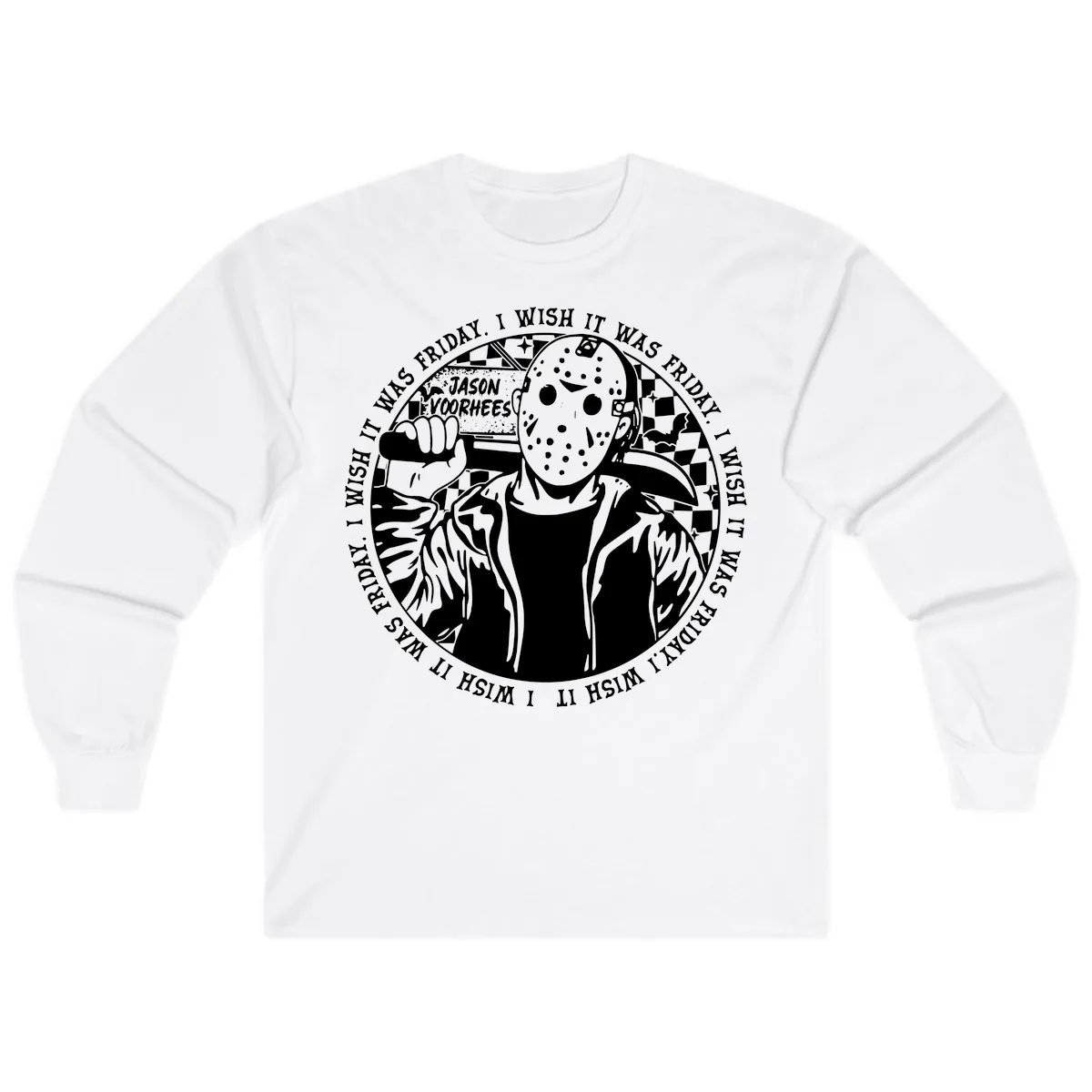 Jason Voorhees Friday The 13th Shirt Long Sleeve in White