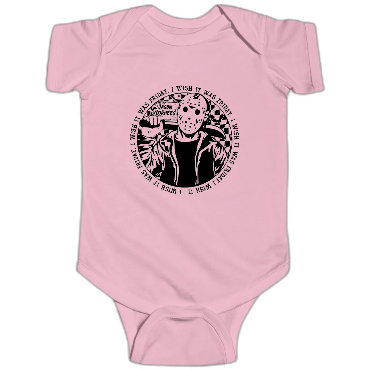 Jason Voorhees Friday The 13th Shirt Baby Onesie in Pink