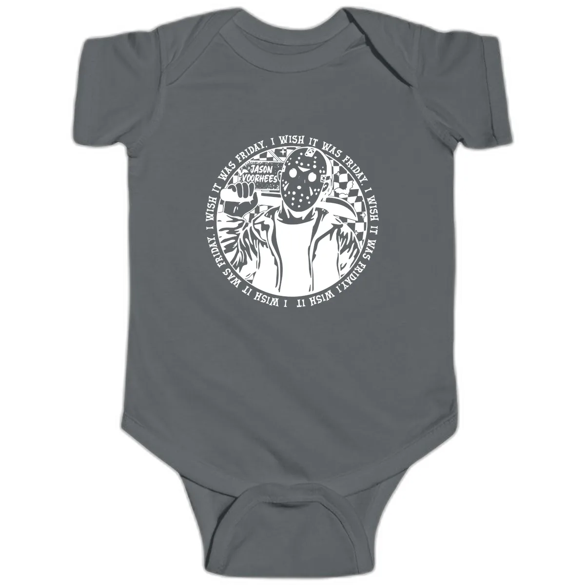 Jason Voorhees Friday The 13th Shirt Baby Onesie in Charcoal