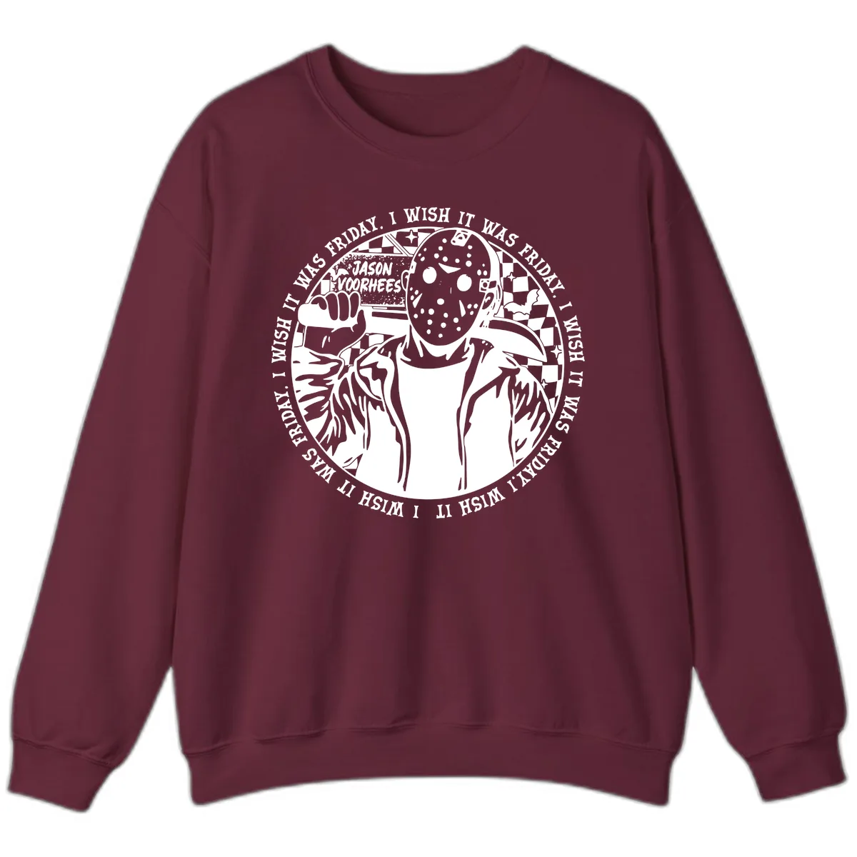 Jason Voorhees Friday The 13th Shirt Sweatshirt in Maroon